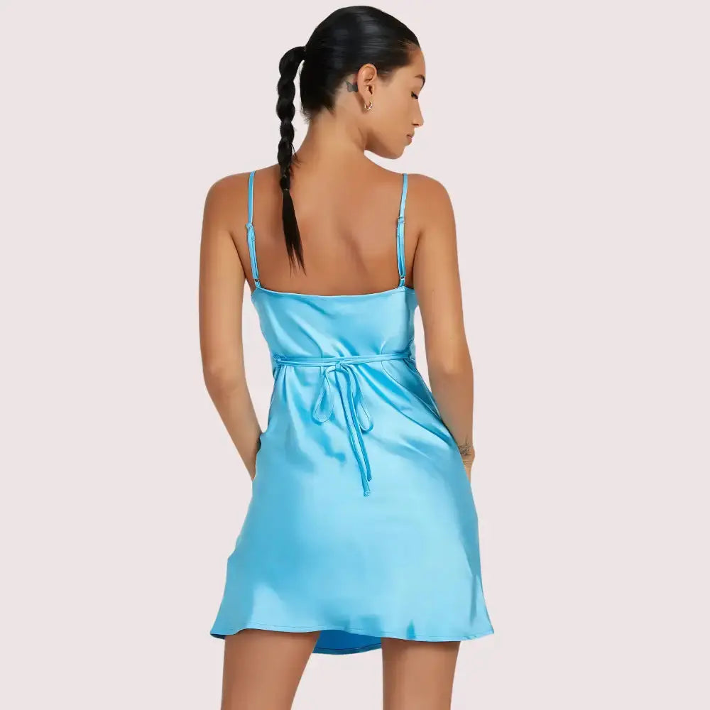 Romantic & Chic Glossy silk Mini Dress