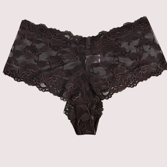 Sensual Brown Lace 2 Piece Panties - M / Brown