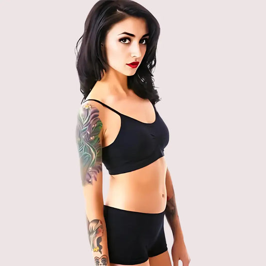 Sporty Spaghetti Strap Sports Bra Matching Boyshort