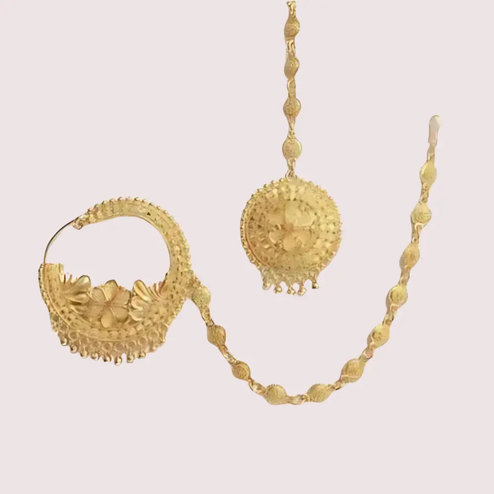Graceful Gold-Plated Nath and Mangtika Set for Brides Snazzyway