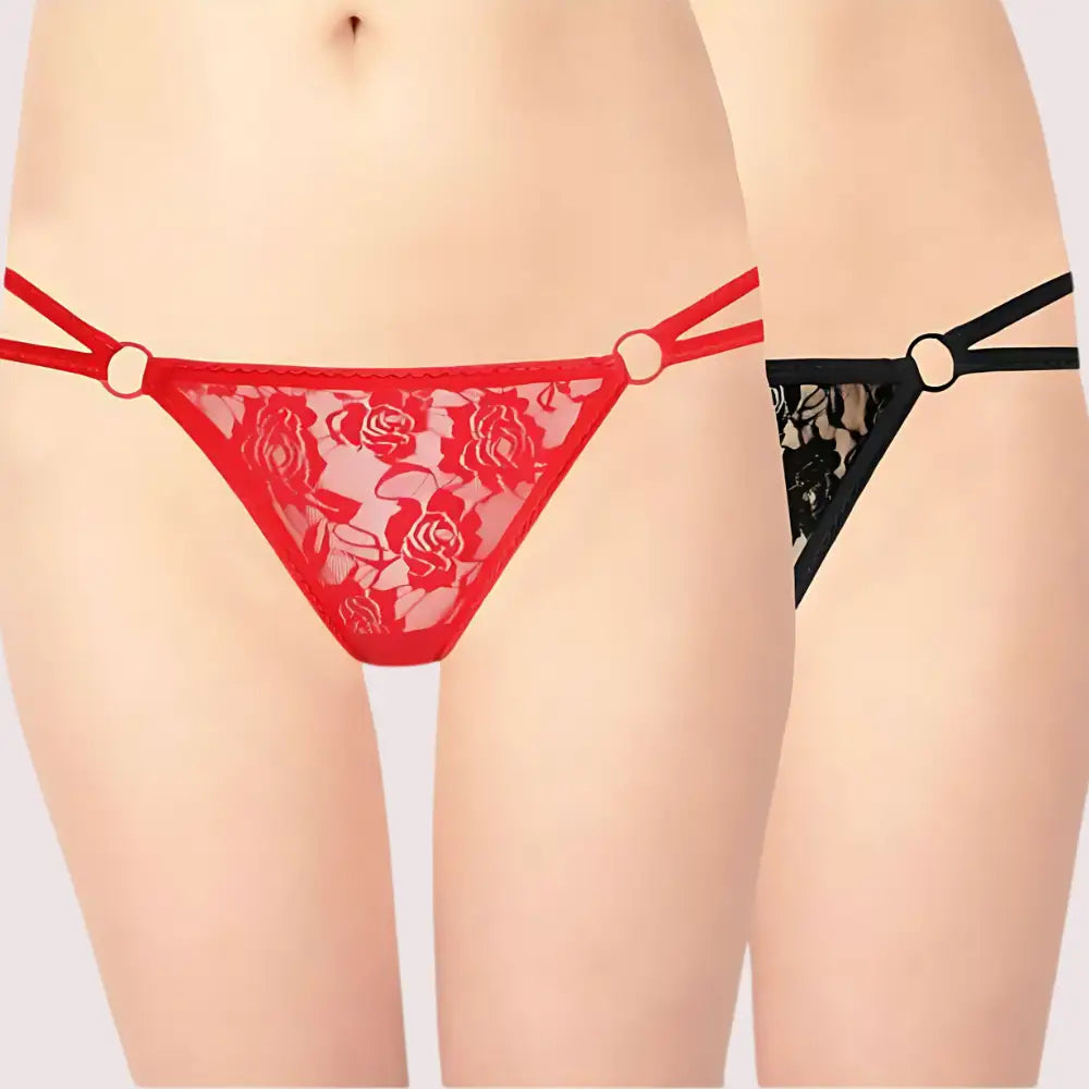 Women’s Lace G String & Thong Panties (Pack of 2)
