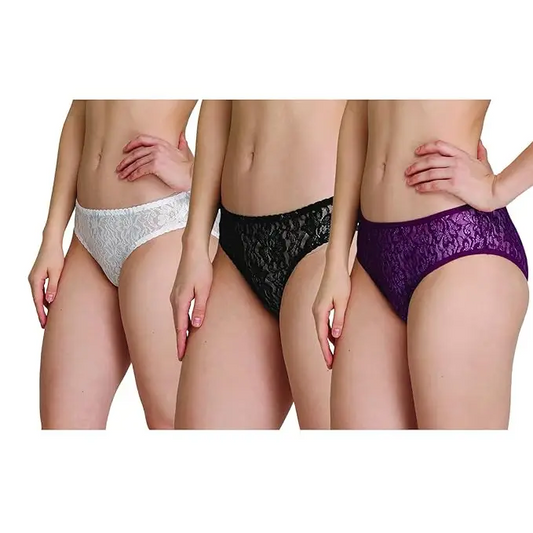 Women’s Low Waist Lace Panty Trio - Pack of 3
