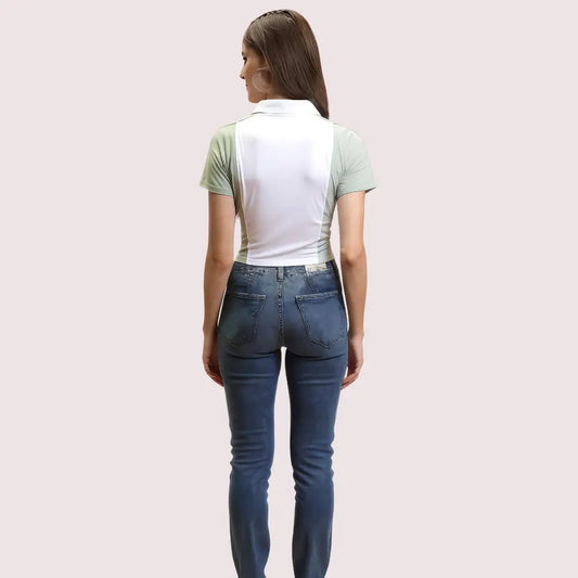 Women’s Mint Green ’Campus’ Polo Crop Top – Casual Sporty Tee