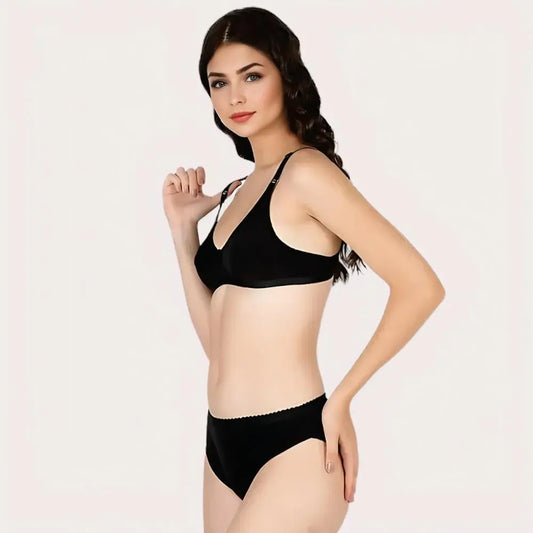 French Daina Essential Black: 2 Bras and 2 Panties Combo Set Snazzyway
