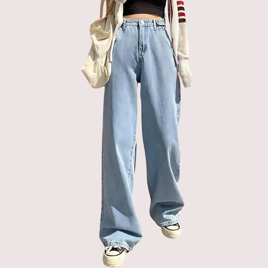Women's Stylish High Waist Wide Leg Straight Jeans Snazzyway