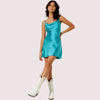 Flirty Silk Slip Aqua Blue Dress - Boldlior