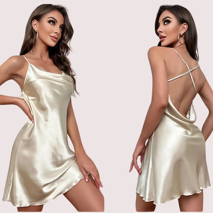 100% Pure silk satin cowl neck nightwear