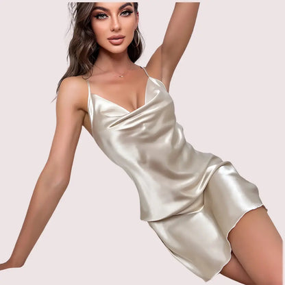 100% Pure silk satin cowl neck nightwear