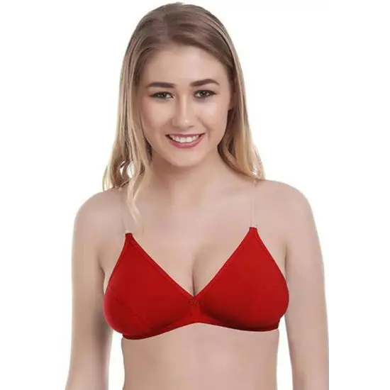 ’2 Pack’ Clear Straps red hosiery bras