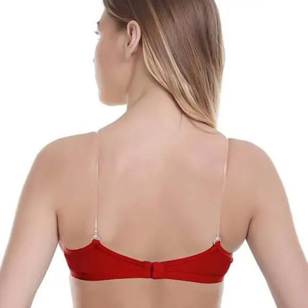 ’2 Pack’ Clear Straps red hosiery bras