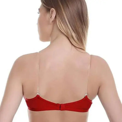 ’2 Pack’ Clear Straps red hosiery bras