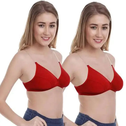 ’2 Pack’ Clear Straps red hosiery bras