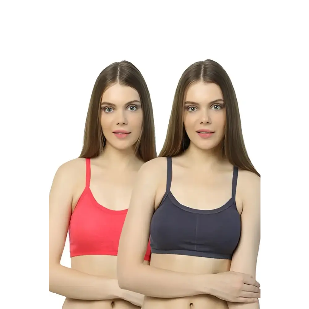 2-Pack Cotton Cage Strap Back Sports Bra