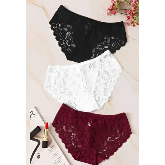 3 pack Lace Flowers hipster Panties