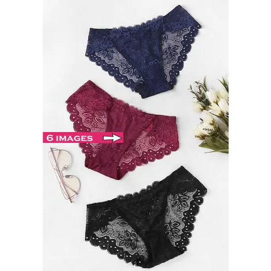 3 Pack Mixed See Through Lace Hipster Panties