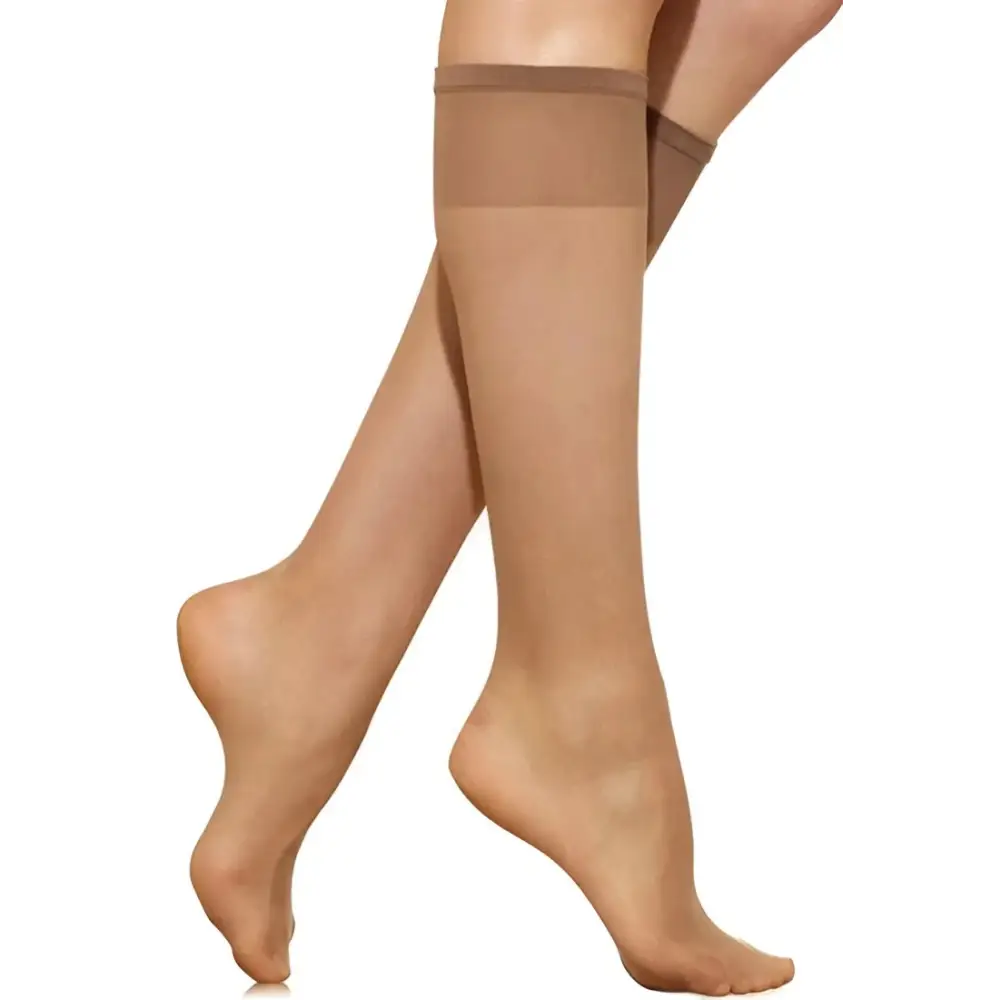 3 Pairs Knee high Smooth Stocking By Marks & Spencer - Natural Tan / One Size