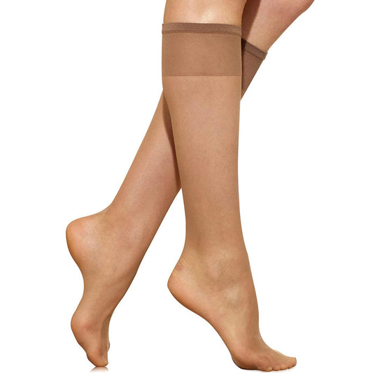 3 Pairs Knee high Smooth Stocking By Marks & Spencer - Natural Tan / One Size
