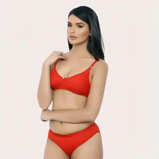 FD Organic Cotton Bra Set – Red | Soft, Skin-Friendly & All-Day Comfort Snazzyway