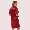 Silk satin sexy Maroon short sleepwear - Boldlior
