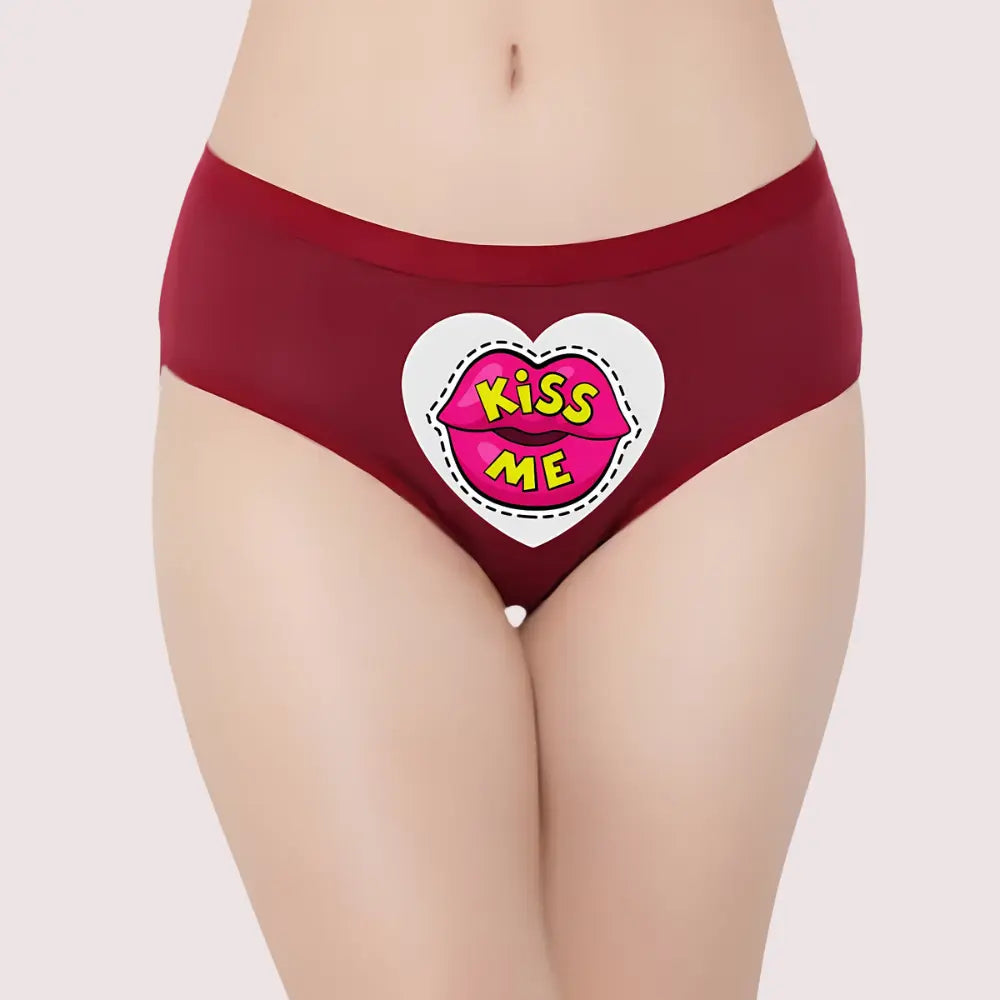 Kiss Me" Printed Panty For Her Snazzyway