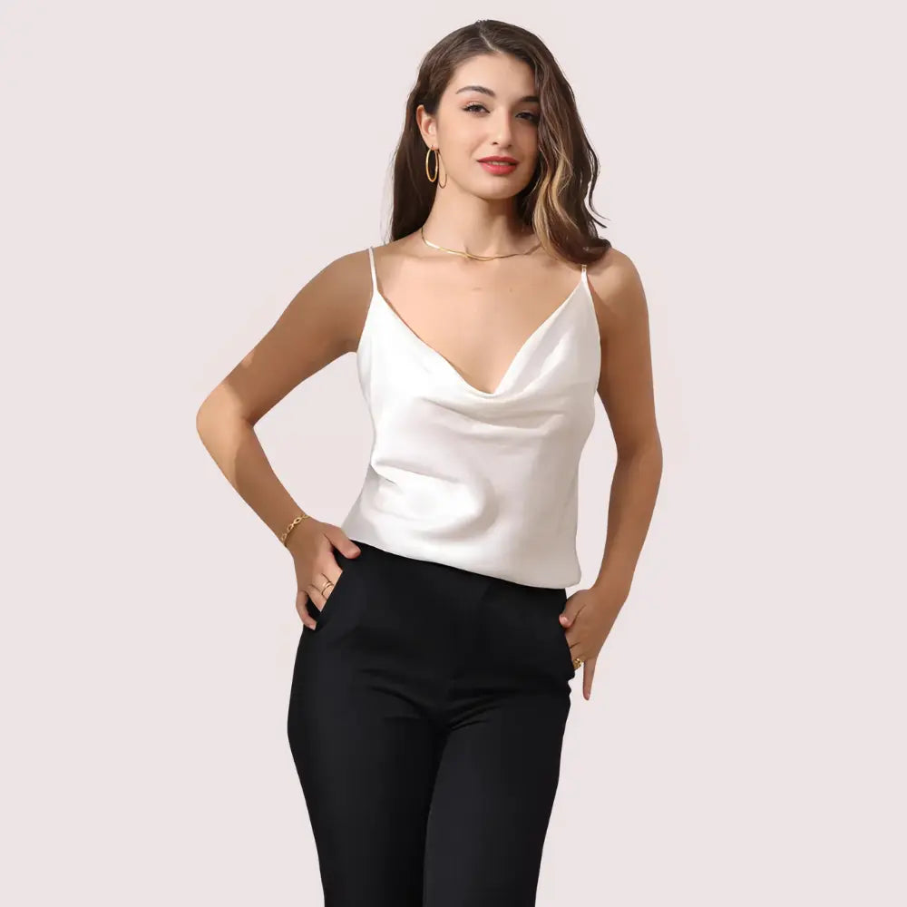 Premium Silk Cowl Neck Camisole for Layering Snazzyway