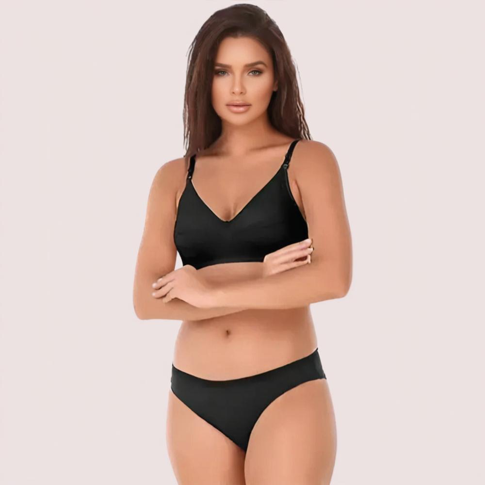 Timeless Black Cotton Bra Set Snazzyway