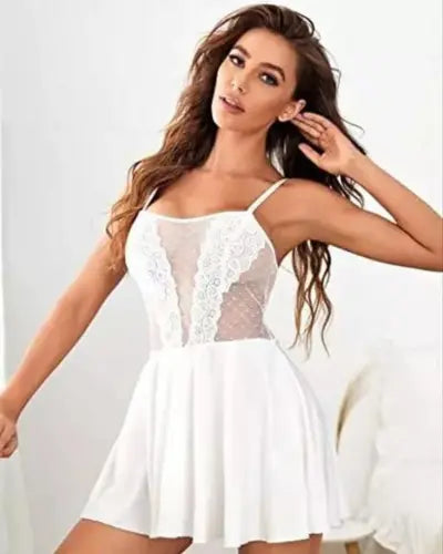 Pure Elegance White Lace Babydoll Nightwear Snazzyway