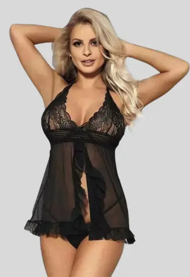 Seductive Lace Babydoll Mini Nightwear Dress Snazzyway