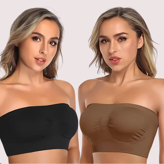 2-Pack of Non-Padded Strapless Tube Bras Snazzyway
