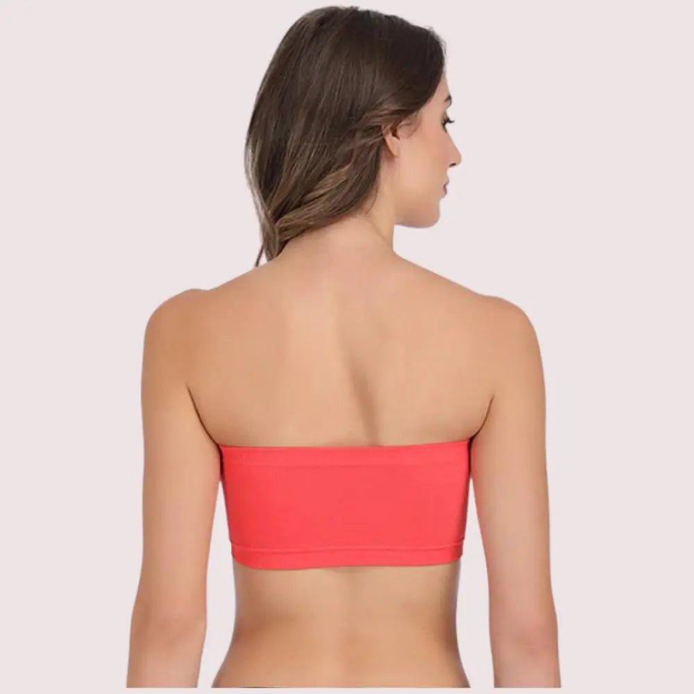 Sexy Coral Red Tube Bandeau Bra Top for Her Snazzyway