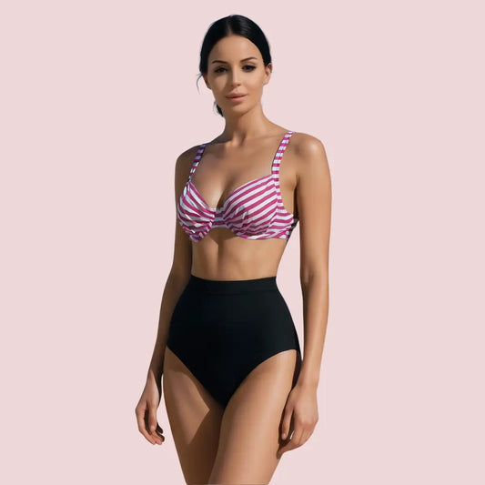 Structured Underwire Bikini Bra Topa in Pink & White Stripe (Top Only) Snazzyway