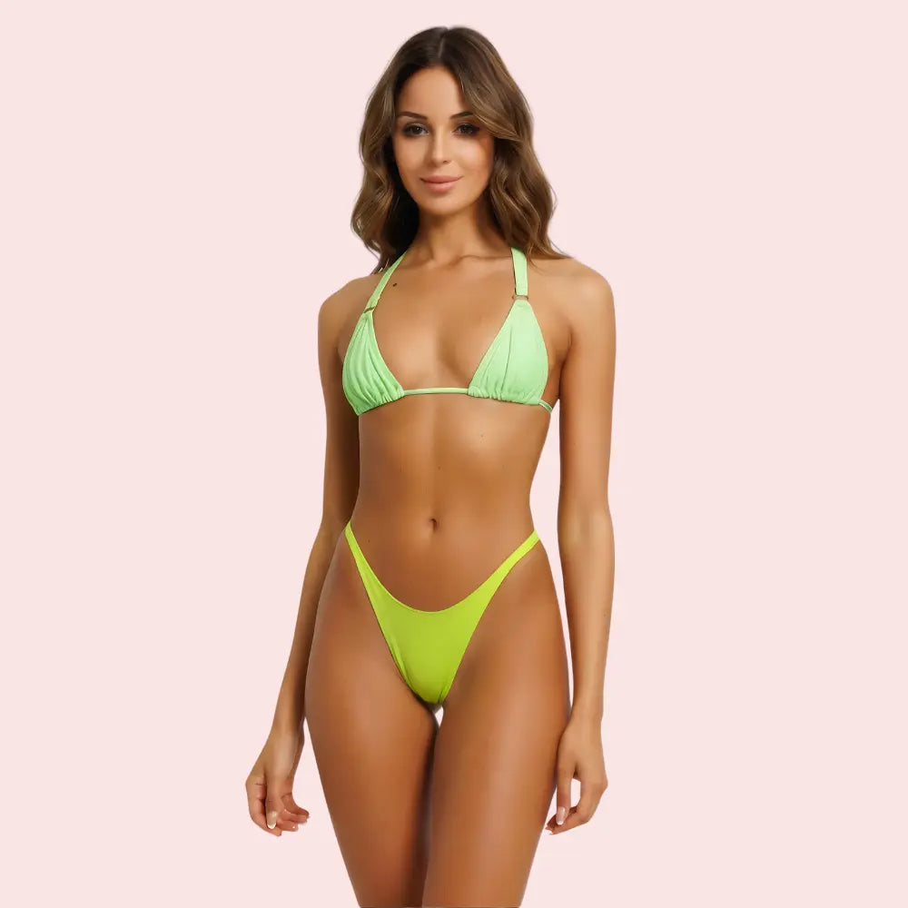 Lime Glow High-Cut Bikini Bottom (Bottom Only) Snazzyway
