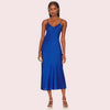 Glamorous Blue Satin Slip Midi Dress - Boldlior