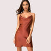 Elegant Dark Rust Satin Slip Dress - Boldlior