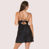 Sexy Satin Mini Dress with V - Neck &amp; Cutout - Boldlior