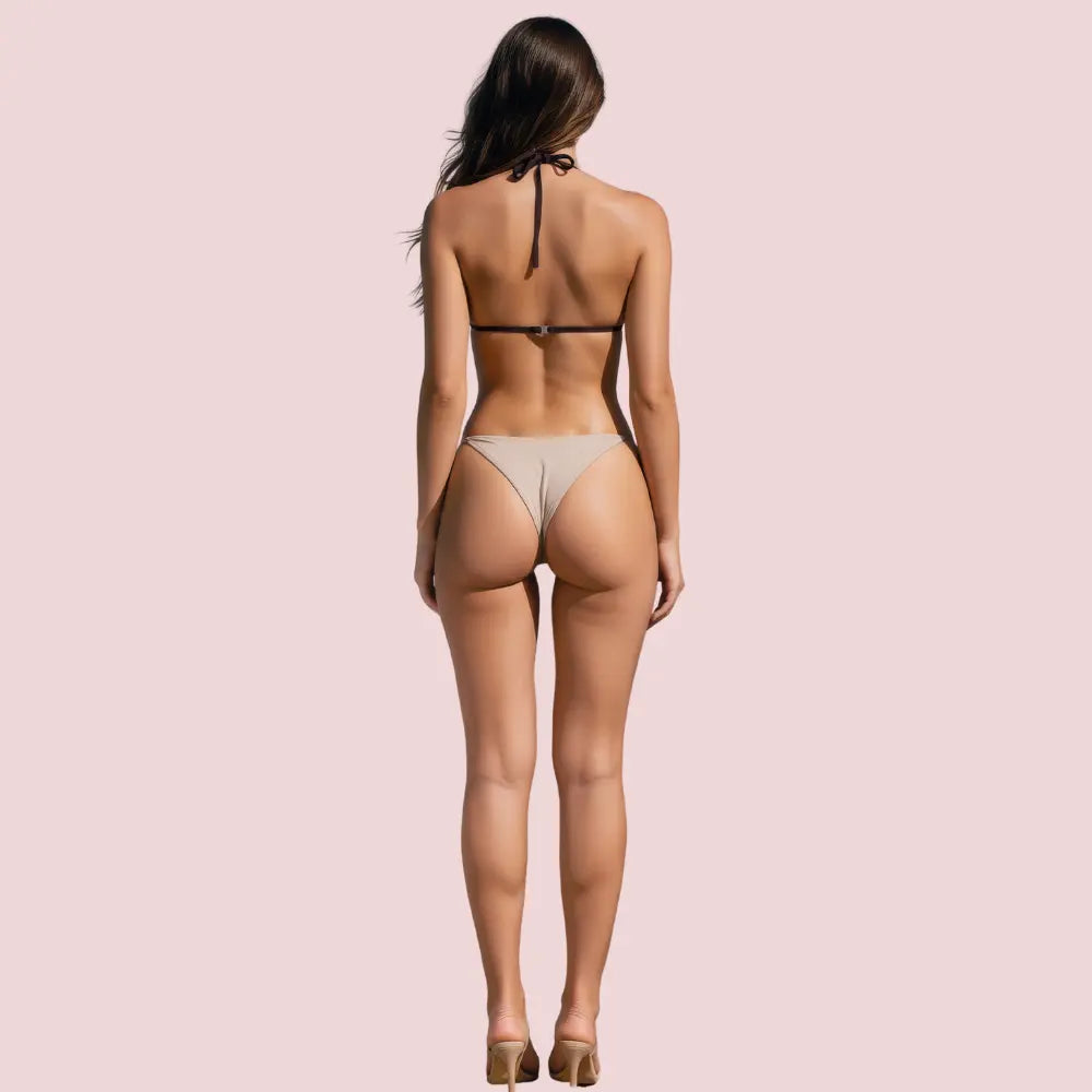 Classic Halter Triangle Bikini Topa in Deep Espresso Brown (Top Only) Snazzyway