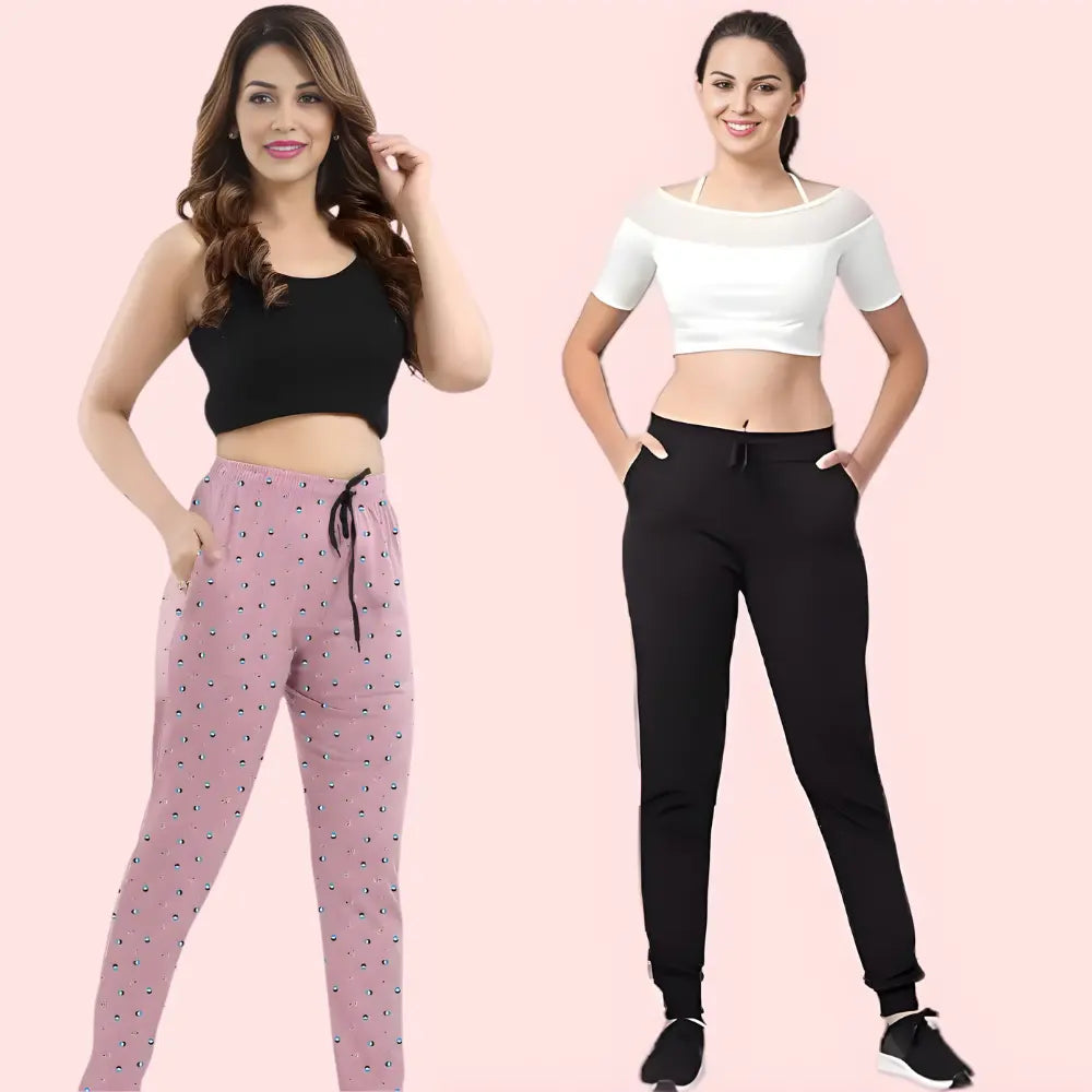 Lober Women’s Winter Cotton Jogger Pants – Pack of 2 Snazzyway