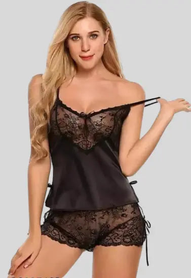 French Daina Black Babydoll Nightwear Snazzyway