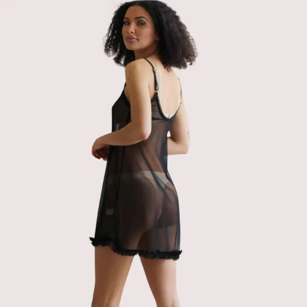 Black Enchanté Transparent Chemise – Plus Size Snazzyway