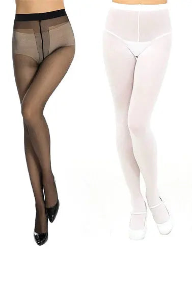White black pantyhose soft seam women tights pack of 2 Snazzyway