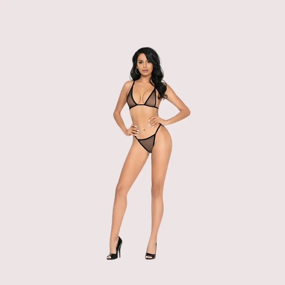 Very sexy see through micro bra and thong set Snazzyway