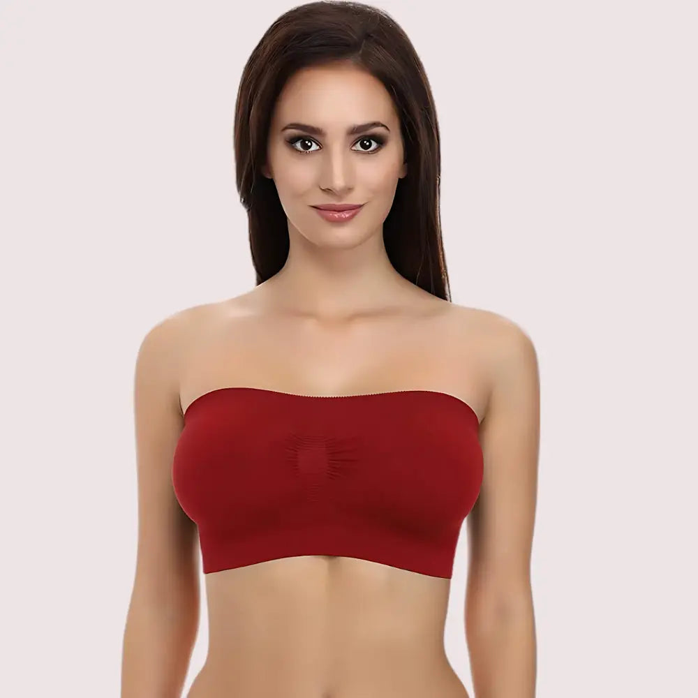 Maroon Magic Tube Bandeau Bra for Women Snazzyway