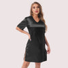 Silk satin sexy black short sleepwear - Boldlior