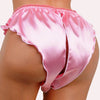 Vera Celeste Silk Satin Crotchless French Knicker - Boldlior