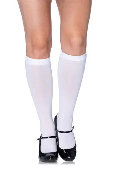 Leg Avenue Women's Nylon Opaque Knee Highs White Hosiery Snazzyway