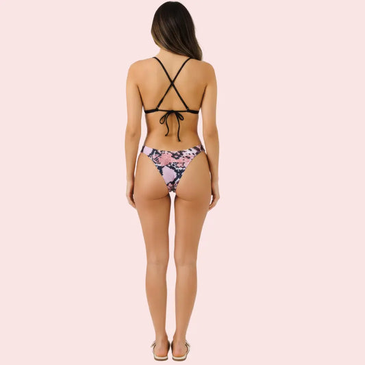 Pink Snake Print Bikini Bottom – High-Cut Swimwear Separate (Bottom Only) Snazzyway
