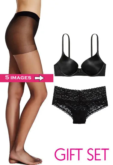 Lovely Value Pack Of Pantyhose & Pushup Bra Set Snazzyway