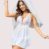 Bridal White Lace &amp; Sheer Babydoll Nightwear - Boldlior
