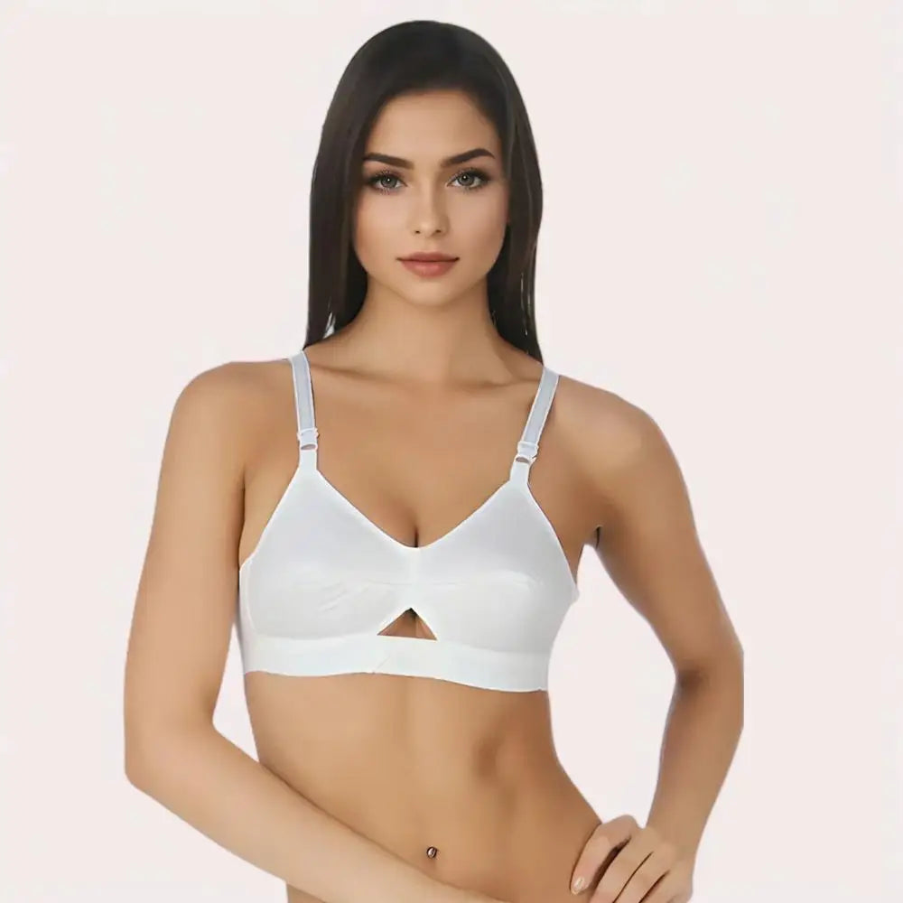 Amou White Cotton Bra 2-Pack – Soft Breathable & Wireless Comfort