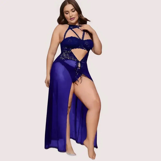Azure Bloom Women’s Blue Babydoll Set